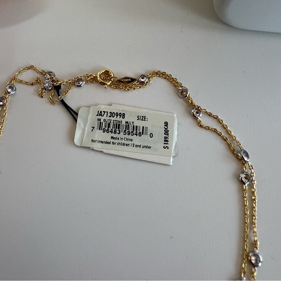 Fossil 14kt Plated Cubic Zirconia Station Necklace Brand New - Picture 4 of 7